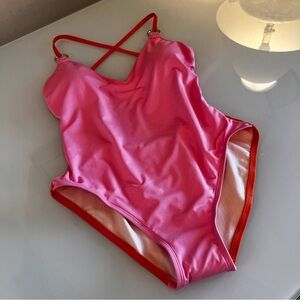 KATE SPADE | Vibrant Orange & pink designer Bathing Swimsuit
